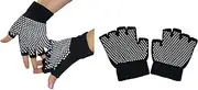 Fingerless Exercise Non Slip Yoga Pilates Gloves with Silicone Dots (Black Gloves)