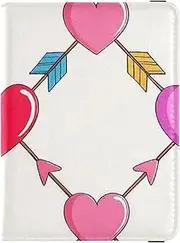 [Amooorous] Cartoon Arrow Heart Leather decorative Passport Card Holder Cover Combo Wallet Combo Passport Case Travel Documents Wallet Lightweight, cartoon arrow heart, 1 size