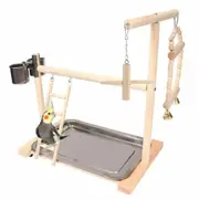 Wood Parrot Ladder Swing Play Stand Perch Playground Pet Cockatiel Playpen Toy