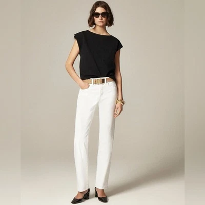 J Crew women’s 1984 rigid Slouchy jean straight leg button fly white Size 25 NWT