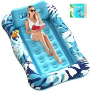 Pool Floats Adult,76" x 48" XL Inflatable Tanning Pool Lounger Float with Pil...