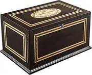Watertight Three-Tier Cigar Box, Desktop Cedar Wood Storage Case Holds 120 Cigars, Piano Paint Humidor Built-in Hygrometer Humidifier Crushproof