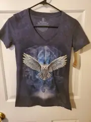 The Mountain Awake Your Magic Owl Talisman V-neck T-shirt Size Small Women's