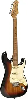 Stagg SES-55 SNB Series 55 Electric Guitar with Solid Paulownia Body l Tempered Maple Neck l 22 Fret Maple Fingerboard l Aged White 3-Ply Pickguard l Brilliant Sunburst Finish