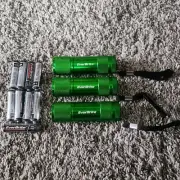 3 EverBrite Mini Aluminum 6 Led Flashlights Green With Lanyards And Batteries
