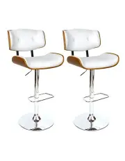 [Artiss] Bar Stools Kitchen Leather x2 in White