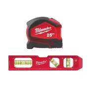 Combo Value Pack 25Ft Tape Measure SAE Fractional Scale PLUS 7 in Torpedo Level