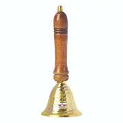 Hand Pooja Bell Style Call Service Hand Bell Wooden Handle Solid Brass Bell