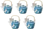 Set of 5 Setomonohonpo, No. 8 Earthen Bottle with Ume Branches, 5.9 x 5.1 inches (15 x 13 cm), 55.1 fl oz (1,400 cc) | Arita Ware Pot, Arita Ware