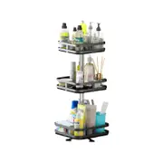 SOGA 3 Tier Black Steel Rotating Kitchen Countertop Organiser Shelf
