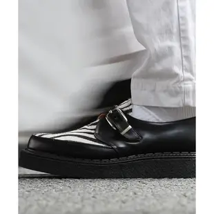 英國 George Cox - 8511 V Monk Creeper 尖頭扣環 厚底鞋 龐克鞋 - 黑皮 斑馬紋