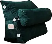Reading Backrest Triangular Lumbar Support Cushion with Headrest Plush Back Pillow for Pain Relief Sofa Bed Chair Waist Cushion(Green,60x25x50cm)