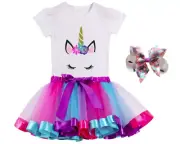 Premium Unicorn Dress Birthday Girls Costume – Bow, Tutu Skirt Dress, - Unicorn