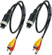 tunghey 2Pack RCA+AV to M12 4 Pin Monitor Cable，4 Pin Female to RCA Male Adapter+DC Male Connector Monitor/Camera Adapter for Cord for Car Camera 50CM (RCA Male dc Male)