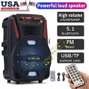 Portable Bluetooth Speaker With Microphone Rechargeable Heavy Bass party USB led