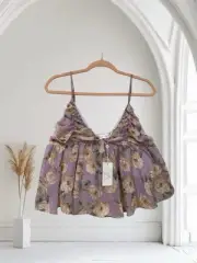 Maddy J Styles Crop Top Women’s Large Babydoll Floral Summer Whimsy Feminine
