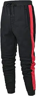 [Generic] Training Pants for Man Track Cuff Spliced Solid Color Workout Pants Memory