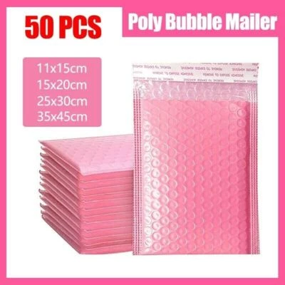 50PCS Poly Bubble Mailer Envelope Padded Bag Pink Cushioned Mailers 4 Sizes AU