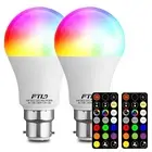 2Pack B22 A60 bayonet LED Light Bulb RGBW 8W 30+Colour Changing with Remote