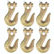 6 Pack Kulkoni KK 3/8" Alloy G70 Grade 70 Clevis Grab Hooks Yellow Chromate