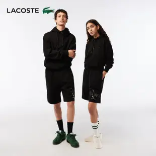 【LACOSTE】中性款-Lacoste x Netflix棉質亞森羅蘋鱷魚短褲(黑色)