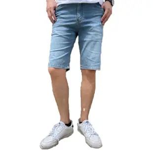 【Last Taiwan Jeans 最後一件台灣牛仔褲】涼感輕薄 大彈力修身牛仔短褲 台灣製造 共2色(深藍/淺藍)