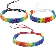 [Ycfish] 3 Pcs Gay Pride Bracelet LGBT Rainbow Bracelet, One Size, Nylon, No Gemstone