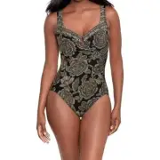 Miraclesuit Petal Pusher Escape Black Size 8 One Piece Swimsuit Underwire