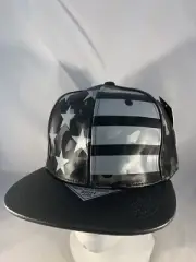Zion SnapBack Hat, Cap, Stars+Stripes, Flag, Black, NWT