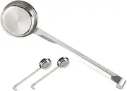 SHOWERORO Versatile Sauce Spoons 3 Pack Flat Bottom Ladles Long Handle for Pizza Sauce Tomato Ketchup