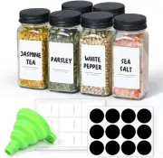 6Pcs 4Oz Glass Spice Jars with Metal Lids, 21 Labels, Spice Jars Trial Set & Sup