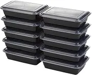 Good Cook 10783 1 Portioned Compartment Meal Prep On Fleek BPA Free, Microwavable/Dishwasher/Freezer Safe, 10 Rectangle Containers with Lids, Black