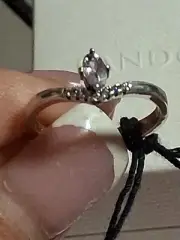 Authentic Pandora New Classic Wishbone Rings Clear CZ 7 &8 Available $55 Each