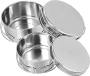 Sosoport Stackable Stainless Steel Camping Cookware 4pc Pot Pan Set Non-Stick Surface for Outdoor