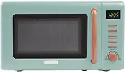 Haden Dorchester Green Microwave Oven - 20L 800W Microwave, Digital Controls, 5 Power Levels - Ideal Countertop Microwave with Wood Effect Finish, Small Kitchen Space