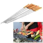 10 Pcs Picnic Stainless Steel BBQ Barbecue Skewers Roast Stick AU