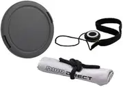 Lens Cap Side Pinch (77mm) + Lens Cap Holder + Nwv Direct Microfiber Cleaning Cloth for Nikon D3200