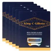 King C. Gillette Neck & Cheeks Razor Blade Cartridge Refills (6 x 3 Pack)