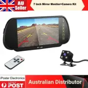 CAR REAR VIEW 7" MIRROR MONITOR CLIP REVERSING CAMERA NIGHT VISION WATERPROOF HD