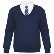 Girls Boys Navy Scouts School Uniform Single Pack V Neck Jumper Sweatshirt