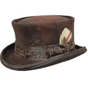 Mid Crown Red Top Hat Unisex Hat Steam Punk Hat Cylinder Wool Felt Top BROWN