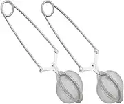 Snap Ball Tea Strainer with Handle, 2Pcs Stainless Steel Handle Mesh Snap Ball Loose Leaf Tea Infuser Strainer,Stainless Steel Strainer Tea Ball Tea Infuser Tea Filter Tea Tong Tea Steeper with Handle