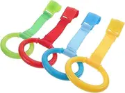 Garneck Baby Pull up Rings 4pcs Walking Assistant Baby Learning Tools Crib Hanging Pull Rings