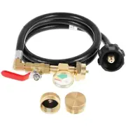 50 Inch Propane Refill Adapter Hose with Pressure Gauge Brass Tank Connector