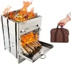 Folding Campfire Grill, Mini Stainless Steel Stove Solidified Alcohol Stove w...