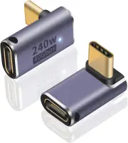 240W USB C 90 Degree Adapter, 40Gbps, 8K@60Hz, Type C Extender, 2-Pack