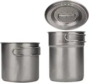 Camping Cookware Pot - 2X Stainless Steel Cookware Camping Pot,Outside Survival Equipment, Portable Meal Prep Tool for Yard, Backpacking, Hiking, Mountaineering