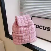 NNEDSZ Lightweight Quilted Nylon Backpack with Adjustable Straps - Pink