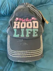 KBETHOS Motherhood Life Embroidered Ball Cap Hat ADJUSTABLE Distressed Blue NWT