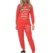 Mens Ladies Red Ya Filthy Animal PJs Christmas Pyjamas Xmas Set Lounge Suit